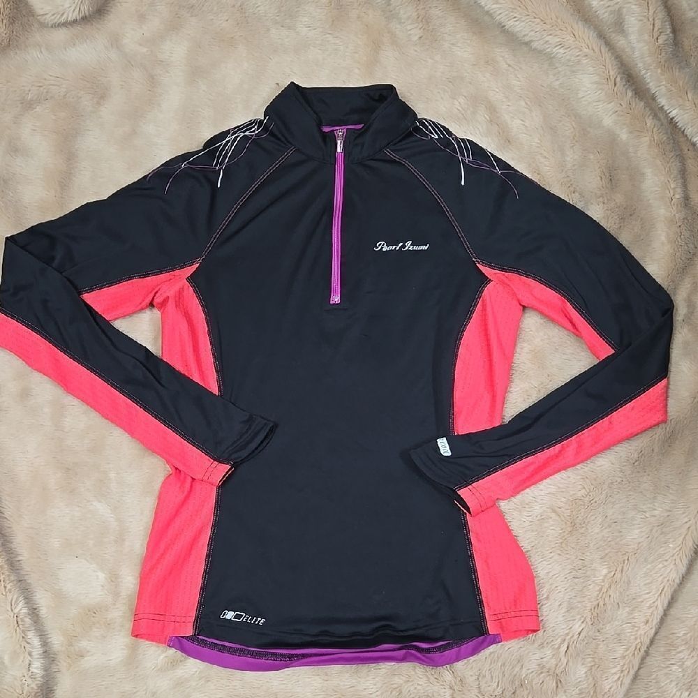 PEARL IZUMI ELITE BLACK AND PINK LONG-SLEEVE CYCLING JERSEY, SIZE SMALL
